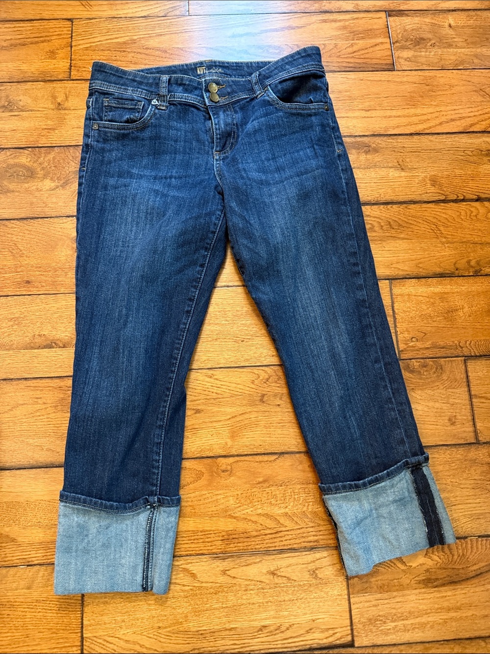 Kut from the Kloth Dark Blue Cropped Cuffed Jeans